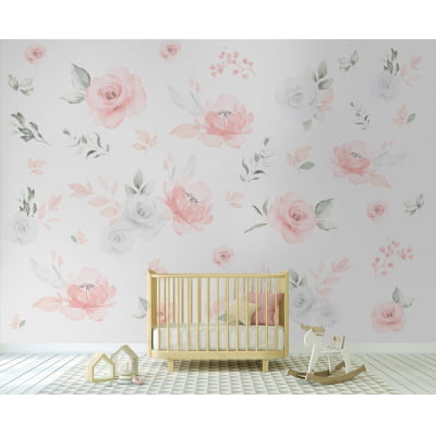 Papel de Parede Infantil Floral Rosas - VR459