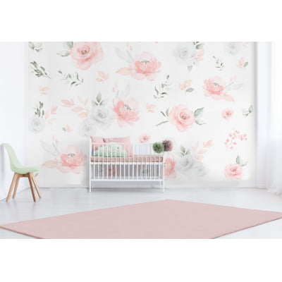 Papel de Parede Infantil Floral Rosas