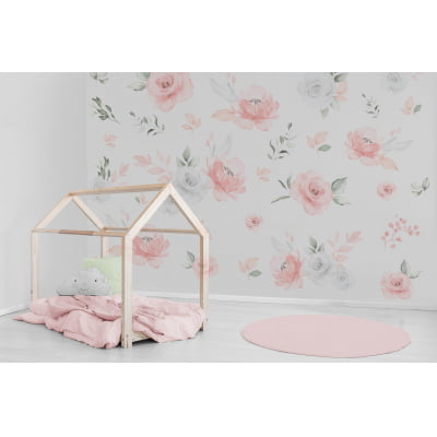 Papel de Parede Infantil Floral Rosas