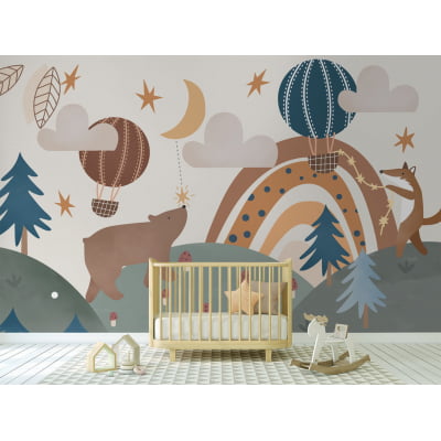 Papel de Parede Infantil Safari Balões Lúdico - VR461