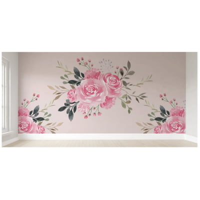 Papel de Parede Infantil Floral Rosas