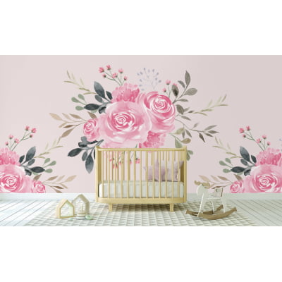 Papel de Parede Infantil Floral Rosas - VR476