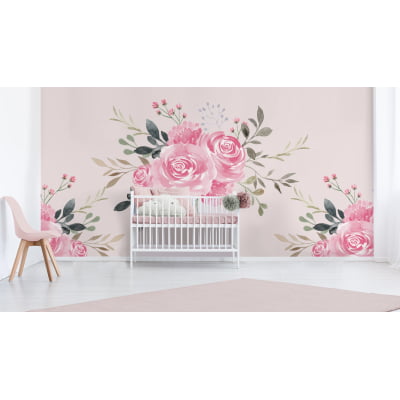 Papel de Parede Infantil Floral Rosas - VR476