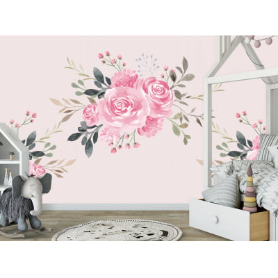 Papel de Parede Infantil Floral Rosas