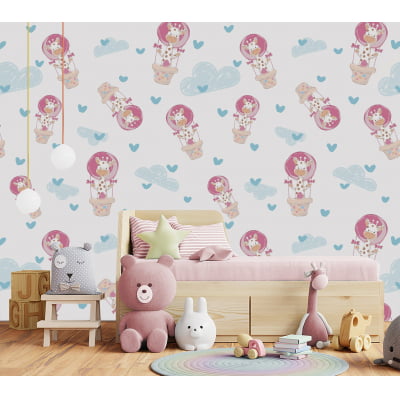 Papel de Parede Infantil Girafinha nos Balões