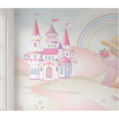 Papel de Parede Infantil Menina e o Castelo