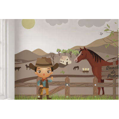 Papel de Parede Infantil Rancho Cowboy