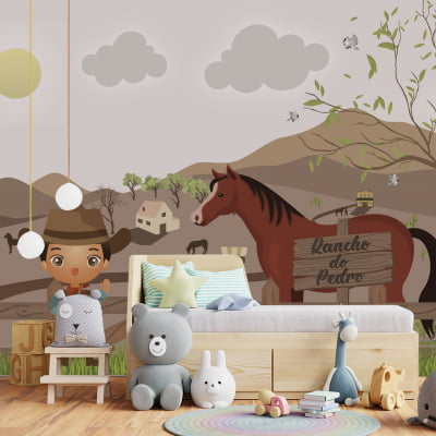 Papel de Parede Infantil Rancho Cowboy