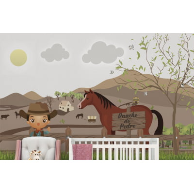 Papel de Parede Infantil Rancho Cowboy