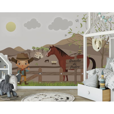 Papel de Parede Infantil Rancho Cowboy