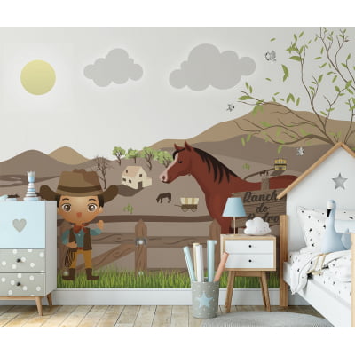 Papel de Parede Infantil Rancho Cowboy