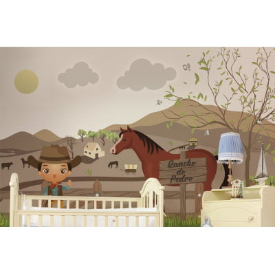 Papel de Parede Infantil Rancho Cowboy