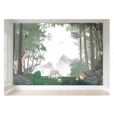 Papel de Parede Infantil Safari Animais na Selva - VR445