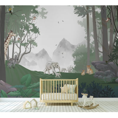 Papel de Parede Infantil Safari na Selva