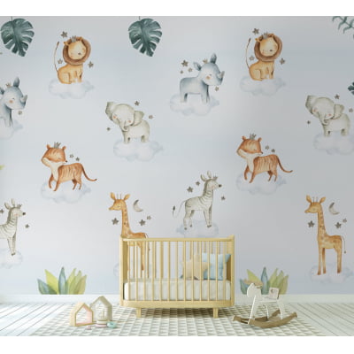 Papel de Parede Infantil Safari Aquarela