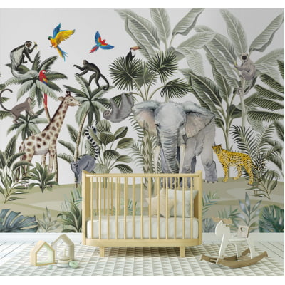 Papel de Parede Infantil Safari Aventura na Selva