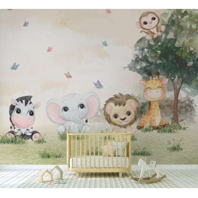 Papel de Parede Infantil Safari Baby