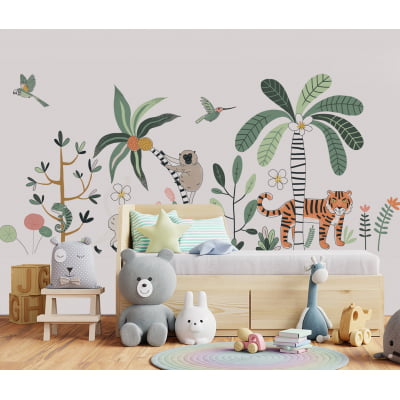 Papel de Parede Infantil Safari