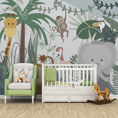 Papel de Parede Infantil Safari