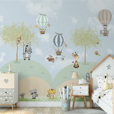 Papel de Parede Infantil Safari para Quarto de Bebê Adesivo