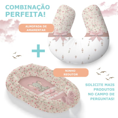 Kit Berço Enxoval de Bebê Elefantinha Floral - 23 Peças