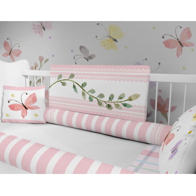 Kit Berço Enxoval de Bebê Floral Borboletas - 23 Peças