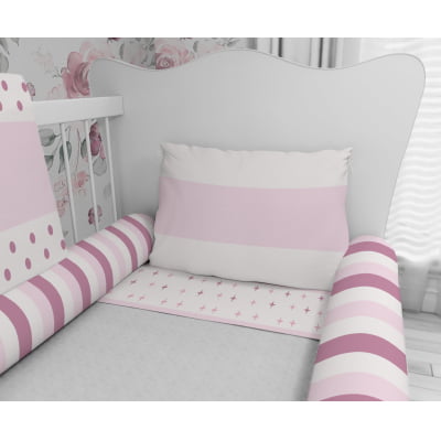 Kit Berço Enxoval de Bebê Floral Rosas 