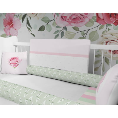 Kit Berço Enxoval de Bebê Floral Rosas e Pétalas - 23 Peças