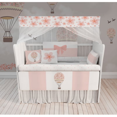 Kit Berço Enxoval de Bebê Floral Rose Gold 23 PÇS - KT244