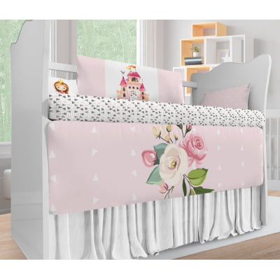 Kit Berço Enxoval de Bebê Menina Princesa no Balanço com Flores 23 PÇS - KT345