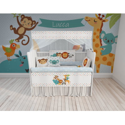 Kit Berço Enxoval de Bebê Safári Feliz 23 PÇS - KT169