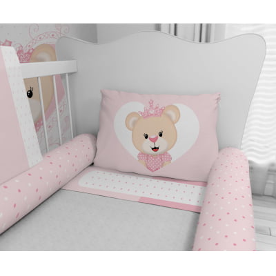 Kit Berço Enxoval de Bebê Ursinha Princesa - 23 Peças