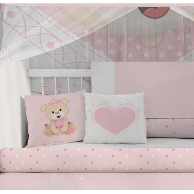 Kit Berço Enxoval de Bebê Ursinha Princesa - 23 Peças