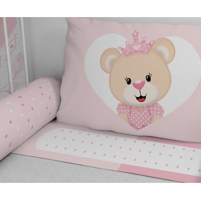 Kit Berço Enxoval de Bebê Ursinha Princesa - 23 Peças