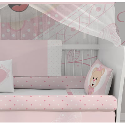 Kit Berço Enxoval de Bebê Ursinha Princesa - 23 Peças