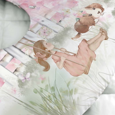 Almofada de Amamentação com Zíper Floral Menina Rosa Jardim AM572 Papel de parede  infantil, Enxovais para Bebê, Kits Berço, Kit Cama, faixa decorativa, régua do crescimento, quadros decorativos infantil.