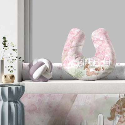 Almofada de Amamentação com Zíper Floral Menina Rosa Jardim AM572 Papel de parede  infantil, Enxovais para Bebê, Kits Berço, Kit Cama, faixa decorativa, régua do crescimento, quadros decorativos infantil.