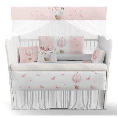 Kit Berço Enxoval de Bebê Safari Balões Rosa Menina KT25B Papel de parede  infantil, Enxovais para Bebê, Kits Berço, Kit Cama, faixa decorativa, régua do crescimento, quadros decorativos infantil.