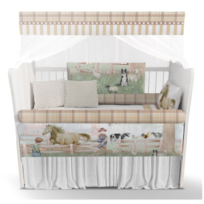 Kit Berço Enxoval de Bebê Cavalos Campo Fazenda Menino KT593 Papel de parede  infantil, Enxovais para Bebê, Kits Berço, Kit Cama, faixa decorativa, régua do crescimento, quadros decorativos infantil.