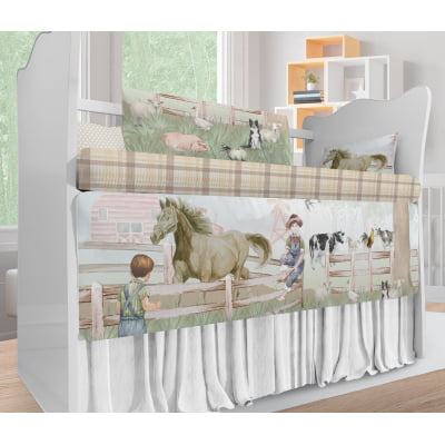 Kit Berço Enxoval de Bebê Cavalos Campo Fazenda Menino KT593 Papel de parede  infantil, Enxovais para Bebê, Kits Berço, Kit Cama, faixa decorativa, régua do crescimento, quadros decorativos infantil.