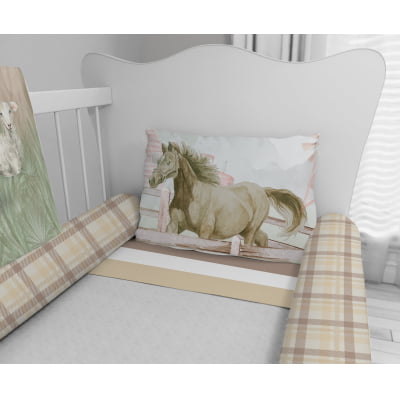 Kit Berço Enxoval de Bebê Cavalos Campo Fazenda Menino KT593 Papel de parede  infantil, Enxovais para Bebê, Kits Berço, Kit Cama, faixa decorativa, régua do crescimento, quadros decorativos infantil.