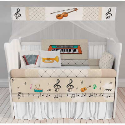 Kit Berço Enxoval de Bebê Safari Musical Bege KT151