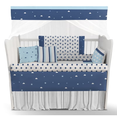 Kit Berço Enxoval de Bebê Estrelas Azul Céu Menino KT664 Papel de parede  infantil, Enxovais para Bebê, Kits Berço, Kit Cama, faixa decorativa, régua do crescimento, quadros decorativos infantil.