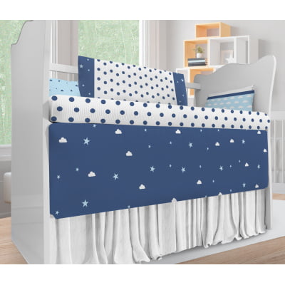 Kit Berço Enxoval de Bebê Estrelas Azul Céu Menino KT664 Papel de parede  infantil, Enxovais para Bebê, Kits Berço, Kit Cama, faixa decorativa, régua do crescimento, quadros decorativos infantil.