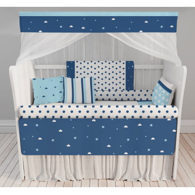 Kit Berço Enxoval de Bebê Estrelas Azul Céu Menino KT664 Papel de parede  infantil, Enxovais para Bebê, Kits Berço, Kit Cama, faixa decorativa, régua do crescimento, quadros decorativos infantil.