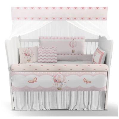 Kit Berço Enxoval de Bebê Safari Balões Rosa Menina KT25C Papel de parede  infantil, Enxovais para Bebê, Kits Berço, Kit Cama, faixa decorativa, régua do crescimento, quadros decorativos infantil.