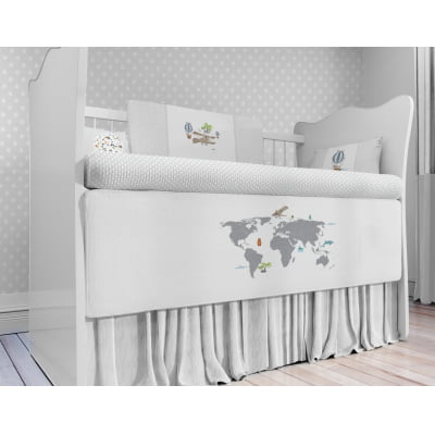 Kit Berço Enxoval de Bebê Mapa Mundi Cinza Menino KT45 Papel de parede  infantil, Enxovais para Bebê, Kits Berço, Kit Cama, faixa decorativa, régua do crescimento, quadros decorativos infantil.