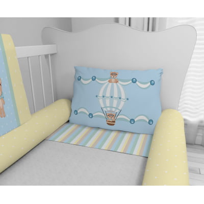 Kit Berço Enxoval de Bebê  Ursos Balões Azul Menino KT338 Papel de parede  infantil, Enxovais para Bebê, Kits Berço, Kit Cama, faixa decorativa, régua do crescimento, quadros decorativos infantil.