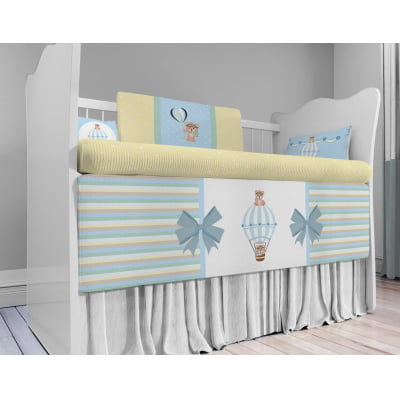 Kit Berço Enxoval de Bebê  Ursos Balões Azul Menino KT338 Papel de parede  infantil, Enxovais para Bebê, Kits Berço, Kit Cama, faixa decorativa, régua do crescimento, quadros decorativos infantil.