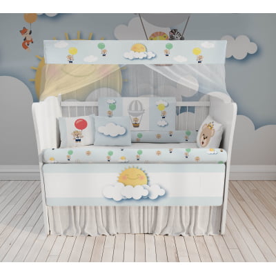 Kit Berço Enxoval de Bebê Safari Urso Balões Azul - KT34 Papel de parede  infantil, Enxovais para Bebê, Kits Berço, Kit Cama, faixa decorativa, régua do crescimento, quadros decorativos infantil.